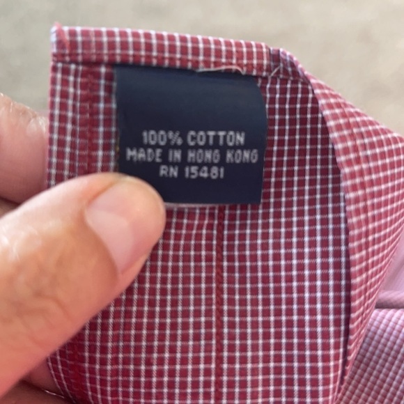 Tommy Hilfiger Men's Check Button Down Size 16 1/2 34-35 Red TLC - Picture 12 of 12